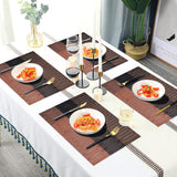 3184 4PCS Mats Non-Slip Heat Resistant Place Mats for Kitchen Dining Table (45 x 30 cm), Brown Black