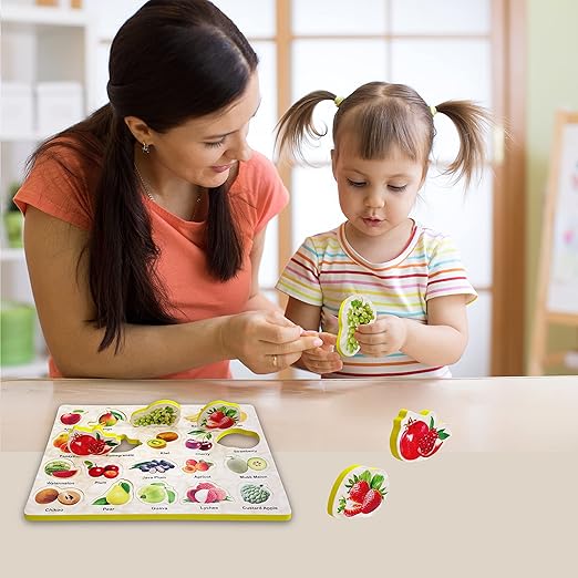 AM2798 Fruits Puzzle Board for Kids Fruitful Discoveries Gloss Laminated Fruits Chart Hardcover