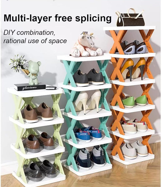 9054 6 Layer Shoe Rack Design Lightweight Adjustable Plastic Foldable Shoe Cabinet Storage Portable Folding Space Saving Shoe Organizer Home and Office