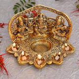 AM0736 Laxmi Ganesh Saraswati Idol Diya Oil Lamp Deepak