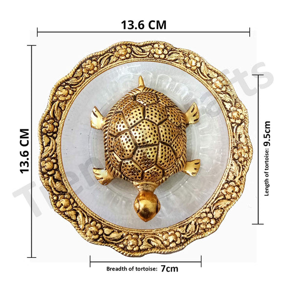 AM0718 Feng Shui Tortoise On Plate Fantasy Showpiece (Golden)