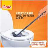 AM5032 Gala Double Hockey Shape Toilet Cleaner Brush with Holder Stand, Toilet Cleaning Brush for Western and Indian Toilet, Bathroom Brush for Toilet Cleaning (Gray,Pack of 1)