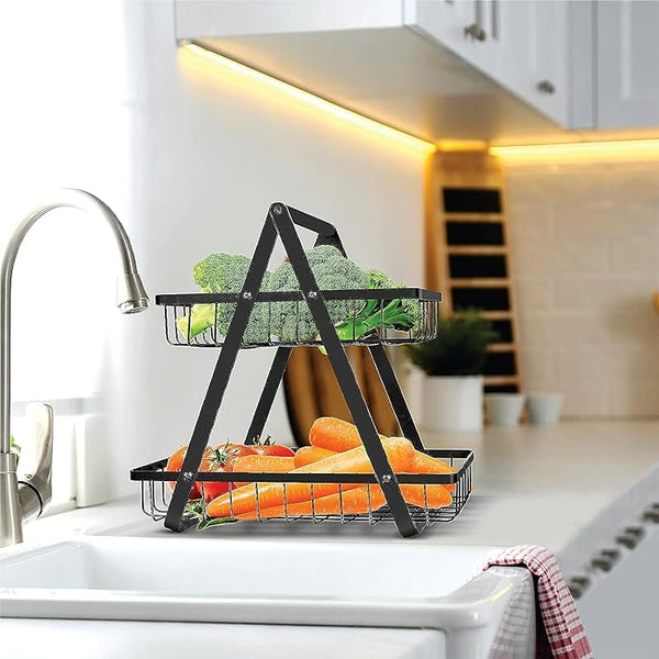 3800 2 Tier Fruit Basket Fruit Bowl Vegetable Organizer for Kitchen, Fruit and Vegetable Basket Fruit Stand Holder for Dining Table Countertop Fruit Rack