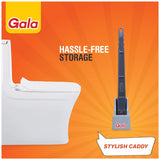 AM5032 Gala Double Hockey Shape Toilet Cleaner Brush with Holder Stand, Toilet Cleaning Brush for Western and Indian Toilet, Bathroom Brush for Toilet Cleaning (Gray,Pack of 1)