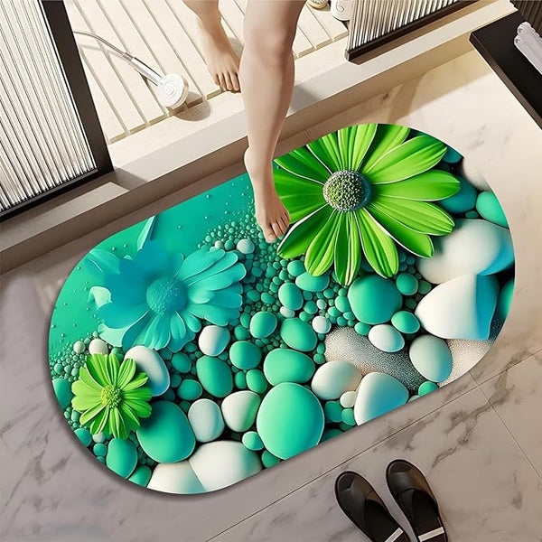 AM3660 Marble Flower Rubber Bathroom Mat (Multi-design) 1 Pcs