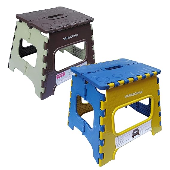 AM2326 Varmora Homevare Folding Stool Small Light weight & Made Out Of Durable PlasticAssorte 12 Inchd