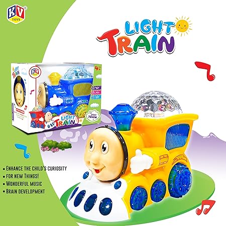 AM2929 Light Train 388-4 Musical Engine Toy Train with Light and Sound Light Funny Musical Toy for Kids Multicolour