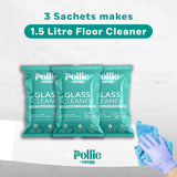 3611 Pollie Glass Cleaner 1.5L | 1 Empty Bottle + 3 Sachets | 1 Sachet makes 500mL | For Gadgets, Electronics, Cars, Kitchens,