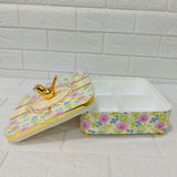 Di0156 Rishabh Clara Vintage 4 Multipurpose Storage Set | Premium Floral Dry Fruit Box with Golden Bird Handle
