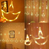 Di0065 12 Diyas Window LED Lights with Flashing Modes Decoration 6x6 (Warm)
