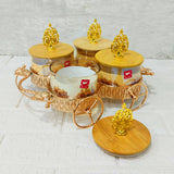 AM6271 Luxury Candy Jar Set 4 Pcs With Golden Cart Stand