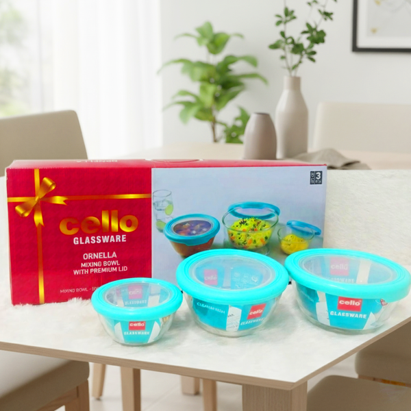 Di0370 Cello Glassware Ornella Mixing Bowl Set | 3-Piece