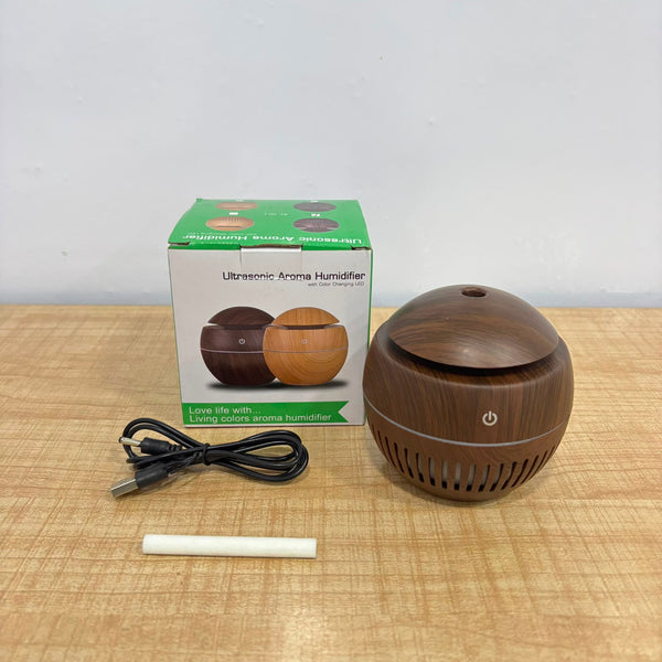 A07065 HMDF-206 4-Inch Mini Ultrasonic Wood Grain Aroma Diffuser & Humidifier