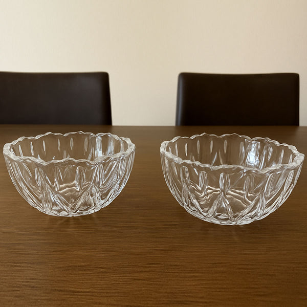 AM2513 Yera Glassware Iris IRB9 Glass Bowl Round Shape Moulded Design Snack Bowl 260ml Set of 2 Pieces