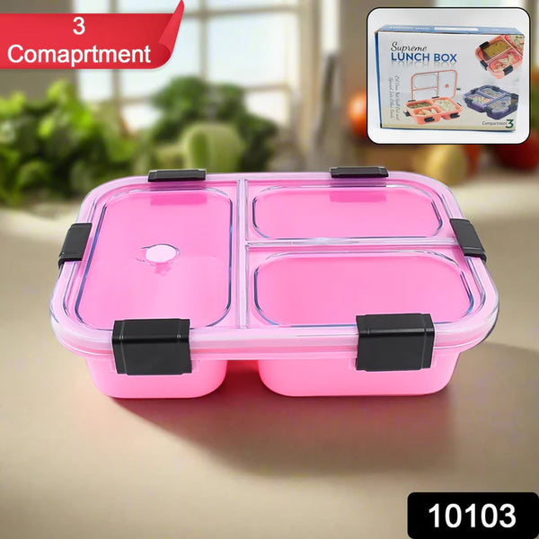 10103 Plastic 3 Compartment Insulated Lunch Box, Lunch Box (1 Pc)