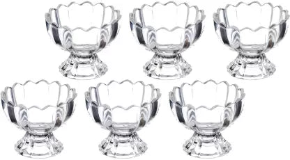 AM2894 Crystal Glass Glass Bowls Set 6 Serving Dessert, Ice Cream Bowls Set, Pudding Set, Mocktails, Cocktails and Fruit Salad Glass Bowl Set of 6