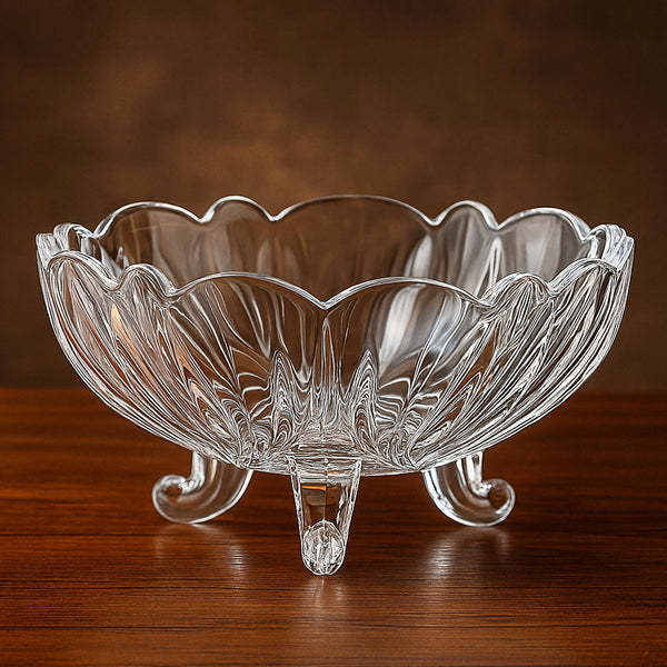 AM5981 Deli Crystal Flower Design Glass Fruit Bowl