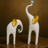 AM5937 Modern White & Gold Elephant Pair Statue