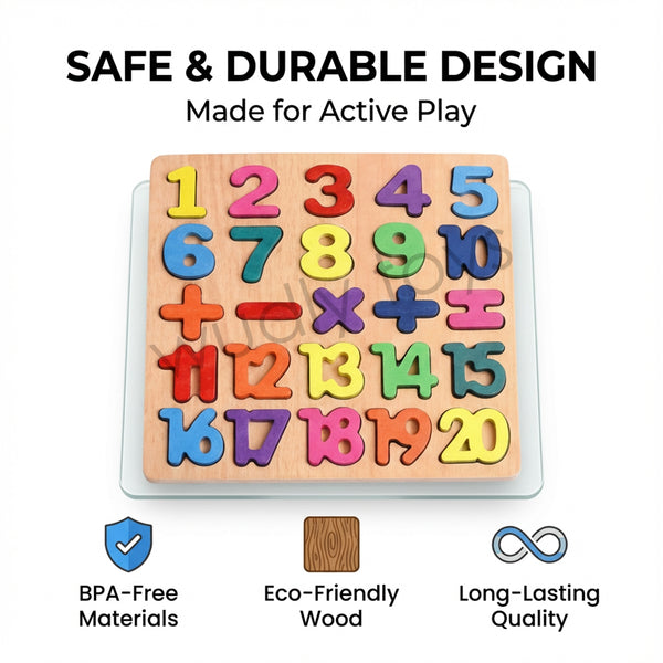 A07137 Skill Building Wooden Number and Math Educational Puzzle for Kids