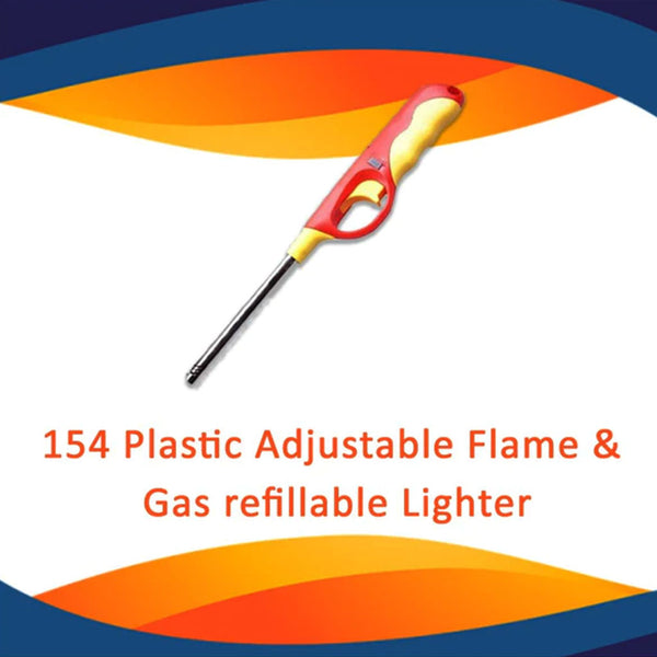 0154 Plastic Adjustable Flame & Gas refillable Lighter (Multicolour)