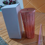 14083 Studded Cup Tumbler Straw Lid - Plastic Double Walled Cold Cup for iced Coffee