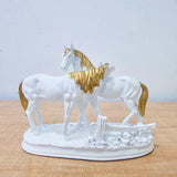 AM5931 Two Loving Horses with Golden Accents Sculpture