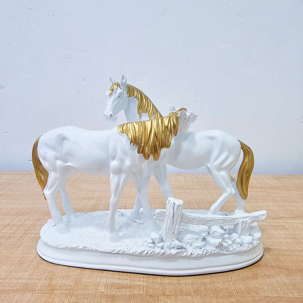 AM5931 Two Loving Horses with Golden Accents Sculpture