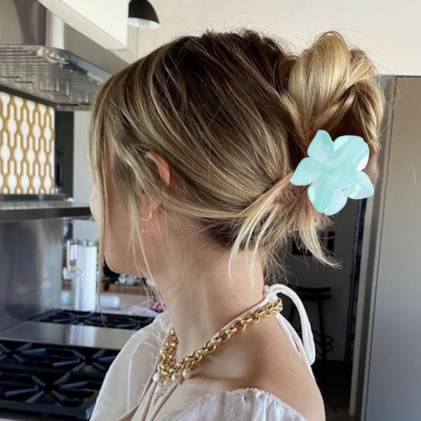 AM5620 Transparent Flower Hair Clips (Multicolour) -for Fine Curly Hair, Non-Slip, Strong Grip