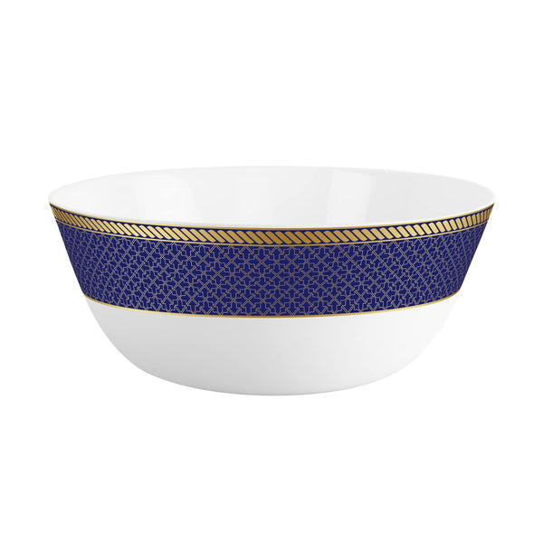 AM5752 Cello Opalware Solitaire Series Sapphire Dinner Set, 27 Units - Opal Glass Dinner Set for 1 | Crockery Set for Festive Ocassions, Parties | White Plate and Bowl Set