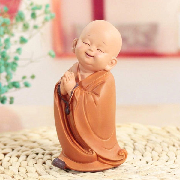 AM5364 Little Monk Sculpture Hand-carved Buddha Standing statue -Pack of 1 pcs ( Multidesign)