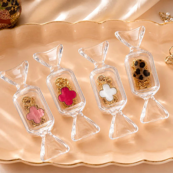 A08141 Candy Shape Jewellery Storage Box with Clear Lid for Rings and Studs (1 Pc)