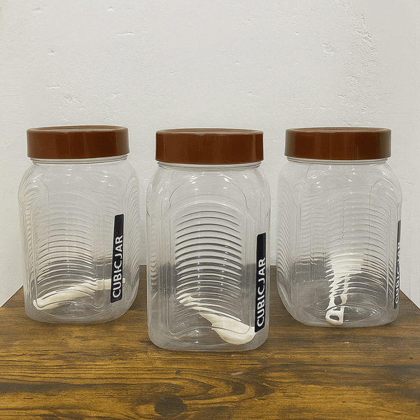 AM5912 Royal Premium Cubic Jar With Spoon Set – 1800ml (Pack of 3)