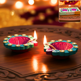 Di0383 Decorative Diwali Big Diyas Set of 2 – Multidesign Handcrafted