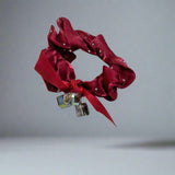 AM1298 Crystal Rhinestone Glossy Soft Satin Silk Hair Scrunchies Hair Elastic Bands 1pc