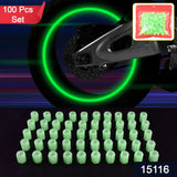 15116 Tyre Valve Caps Luminous Glow Car Tire Valve Cap Covers Vaal Cap (100 Pcs Set)