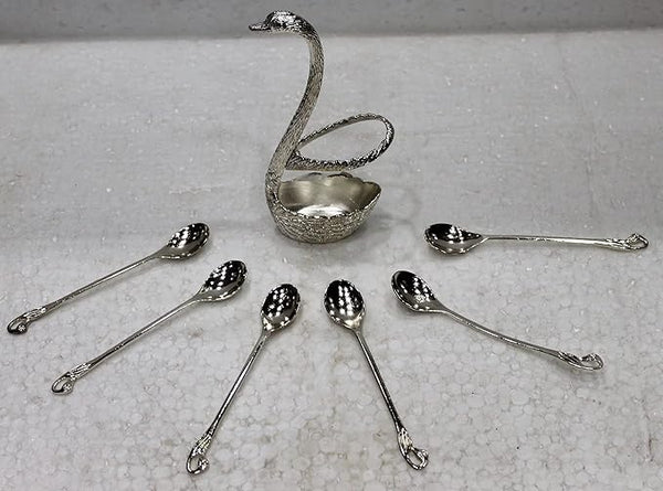 AM0717 Metal Swan Base Holder Spoon Organizer with 6 Spoons, 1 SET