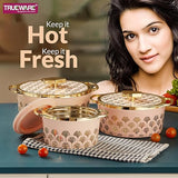 AM2408 Trueware Floraa Fine Inner Steel Casserole Set of 3 800ml 1200ml 1800ml