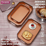 AM2414 Trueware Oyster Tray Plastic Serving Tray Set of 3 Small Medium Large Multicolour