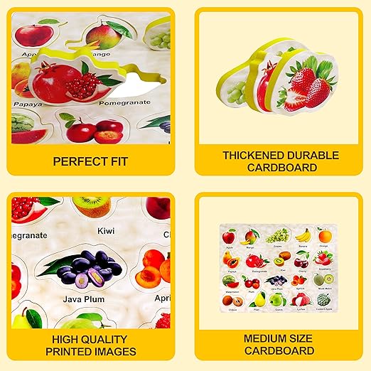 AM2798 Fruits Puzzle Board for Kids Fruitful Discoveries Gloss Laminated Fruits Chart Hardcover