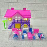 AM6117 Small Colorful Dollhouse Playset with Furniture & Figurine for Kids