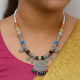 Di0049 Navratri MIx Design Silver Oxidised Plated Hasli,Necklace & Earring Set (Multiesign)