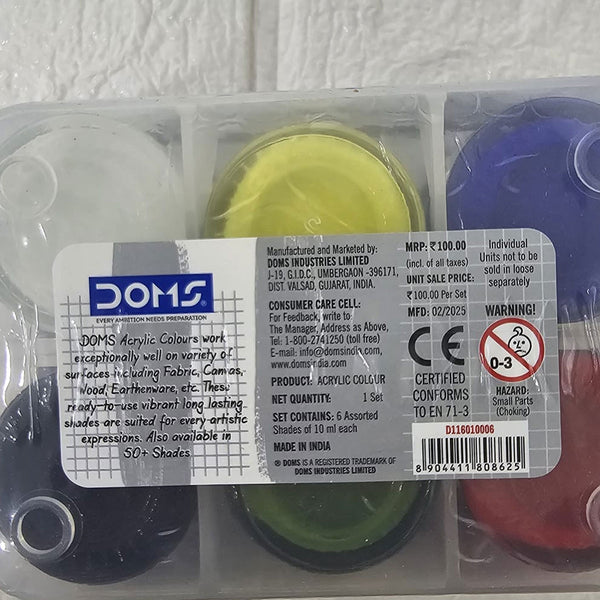 AM6094 Doms Acrylic Colours 6 Shades