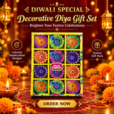 A07539 Handcrafted 12-Piece Decorative Painted Clay Diya Box Set for Festive Decor