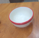 AM2988 Serving Mixing Mini Bowl, Hand Painted Ceramic 1 Pcs Soup Pudding Bowl White Blue Bands 1 Pcs