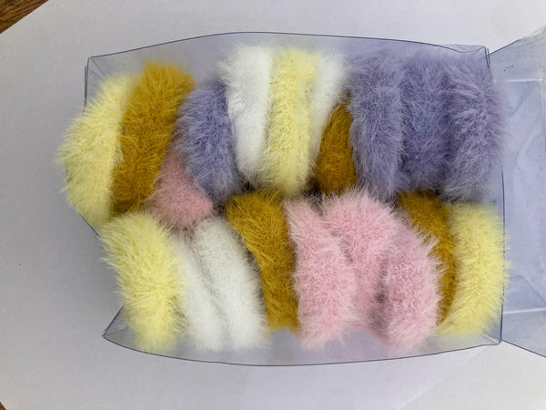 AM1044 Fuzzy Hair Scrunchies Soft Hair Elastic Band For Women and Girls 20Pcs