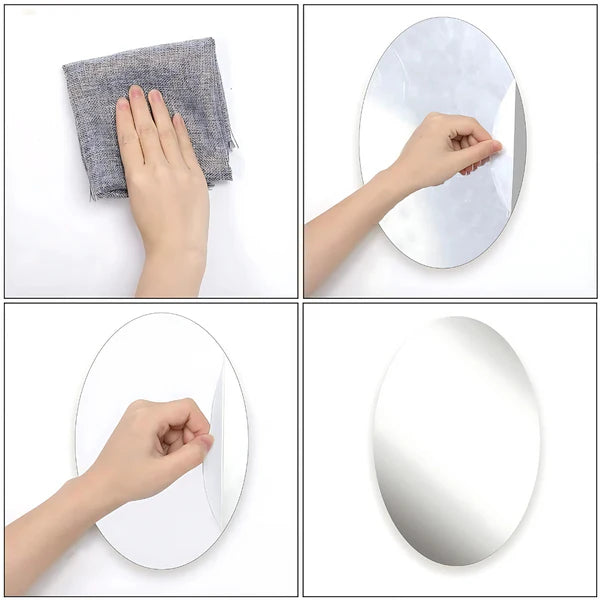 AM0091 Oval Shape Mirror Sticker For Wall 30x45cm