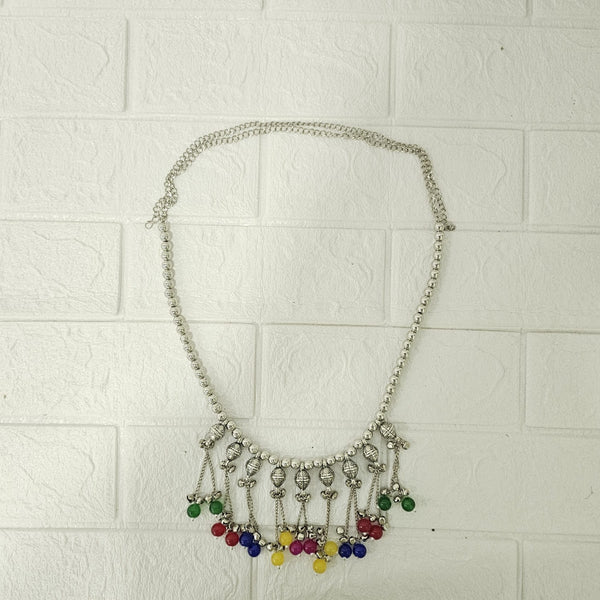 Di0046 Oxidized Silver Dangler Kamarbandh with Colorful Beads and Cowrie Shells (Multidesign)