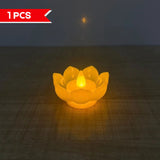 A07749 Lotus Flower LED Flameless Tea Light Diya Candle (Pack Of 1)