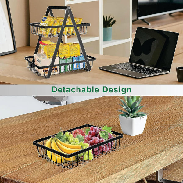 3800 2 Tier Fruit Basket Fruit Bowl Vegetable Organizer for Kitchen, Fruit and Vegetable Basket Fruit Stand Holder for Dining Table Countertop Fruit Rack