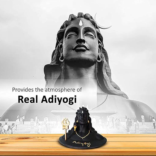 3241 3 inch Height Adiyogi Statue with Rudraksha Mala for Car Accessories for Dash Board, Pooja & Gift, Decor Items for Home & Office